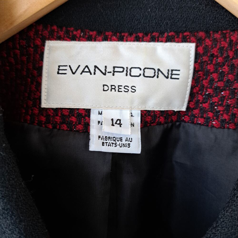 Evan-Picone Vintage Wool Blend Skirt Suit Set Metallic Red Black Tweed Size 14 - Picture 4 of 9